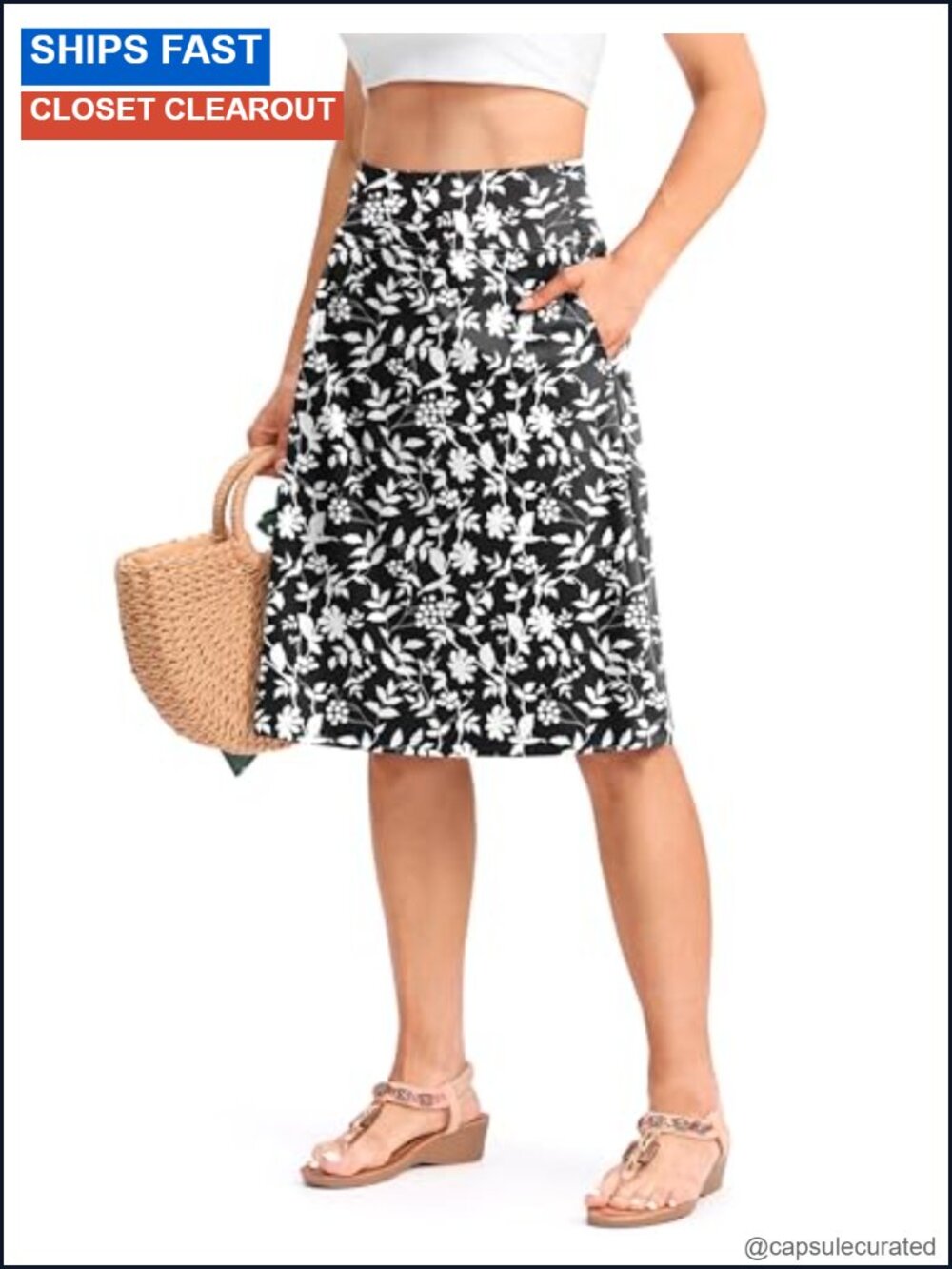 Women's 25" Knee Length Skort with Pockets Built-in Shorts